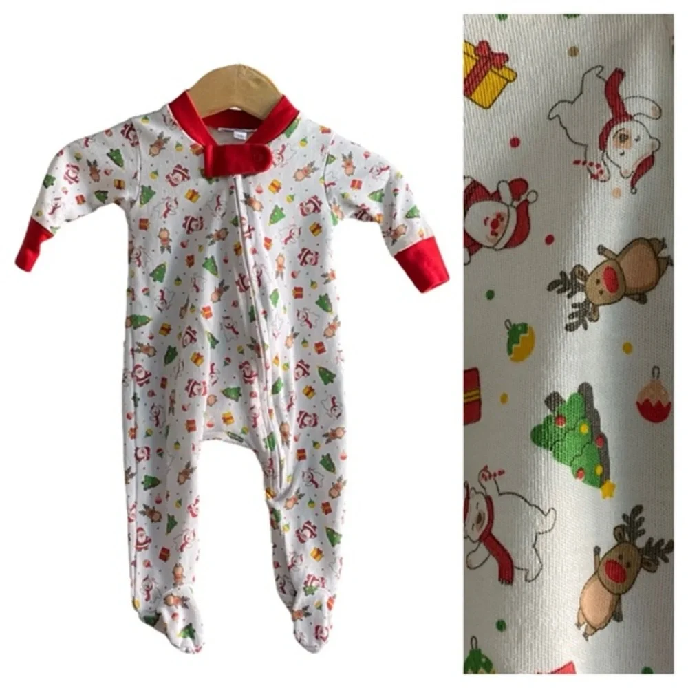 Magnolia Baby Christmas Print Pima Cotton Footie
